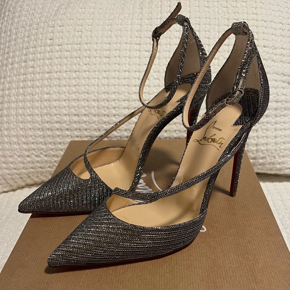 CHRISTIAN LOUBOUTIN FLIKETTA 100 GLITTER PUMPS